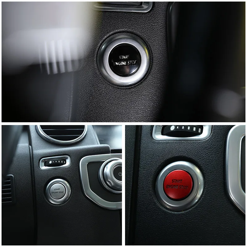 For Land Rover Discovery 4/Land Rover Range Rover Engine Start Stop Button Sticker Black Chrome Ignition Button Cover Accessorie