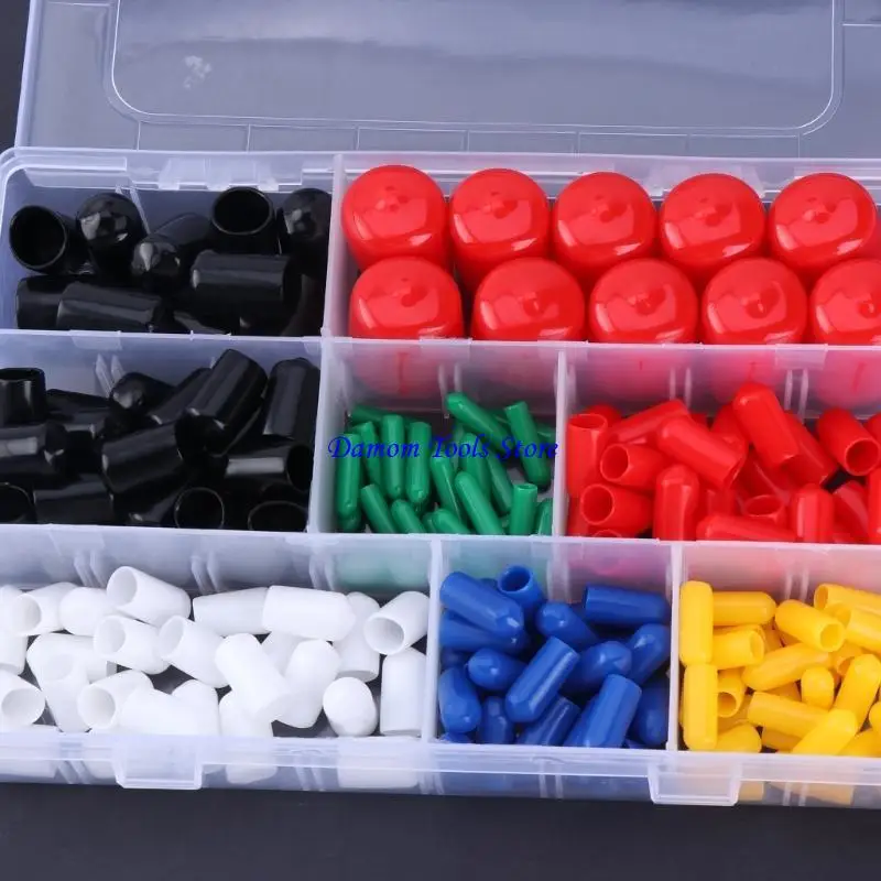 57BE مجموعة من 170 قبعات واقية من المطاط PVC مقاومة للانزلاق مقاومة الحجم كبسولات واقية لحلمات تزييت المسمار