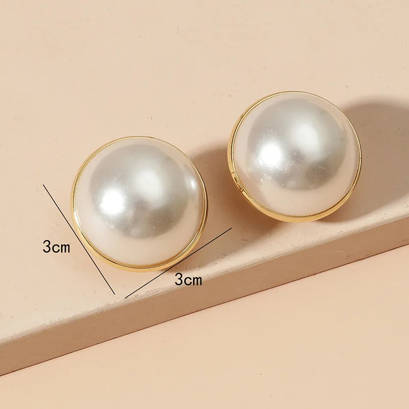 Big Simulated Pearl Earrings Temperament Simple White Statement Earrings For Women Korean Earrings Jewelry Gift