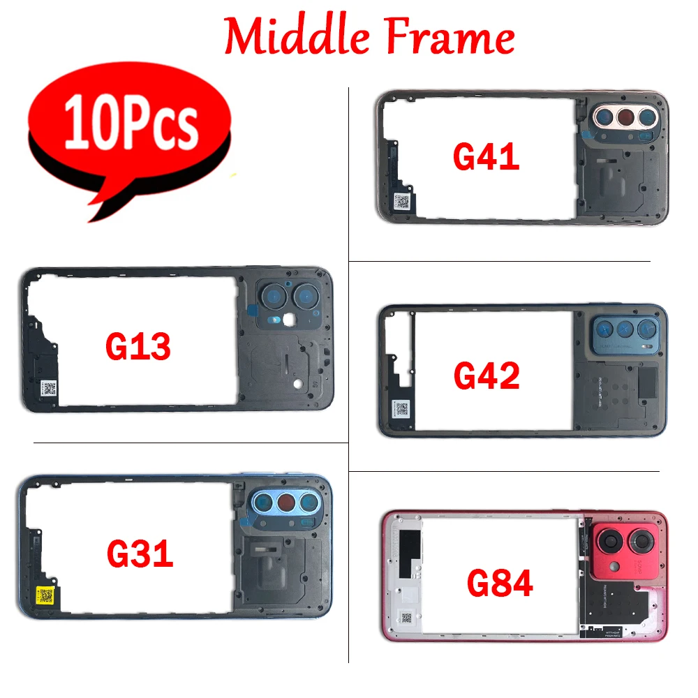 

10Pcs，Middle Frame Housing For Motorola Moto G13 G31 G41 G42 G84 G23 G6 Middle Frame Holder Cover With Lens Frame Volume Key