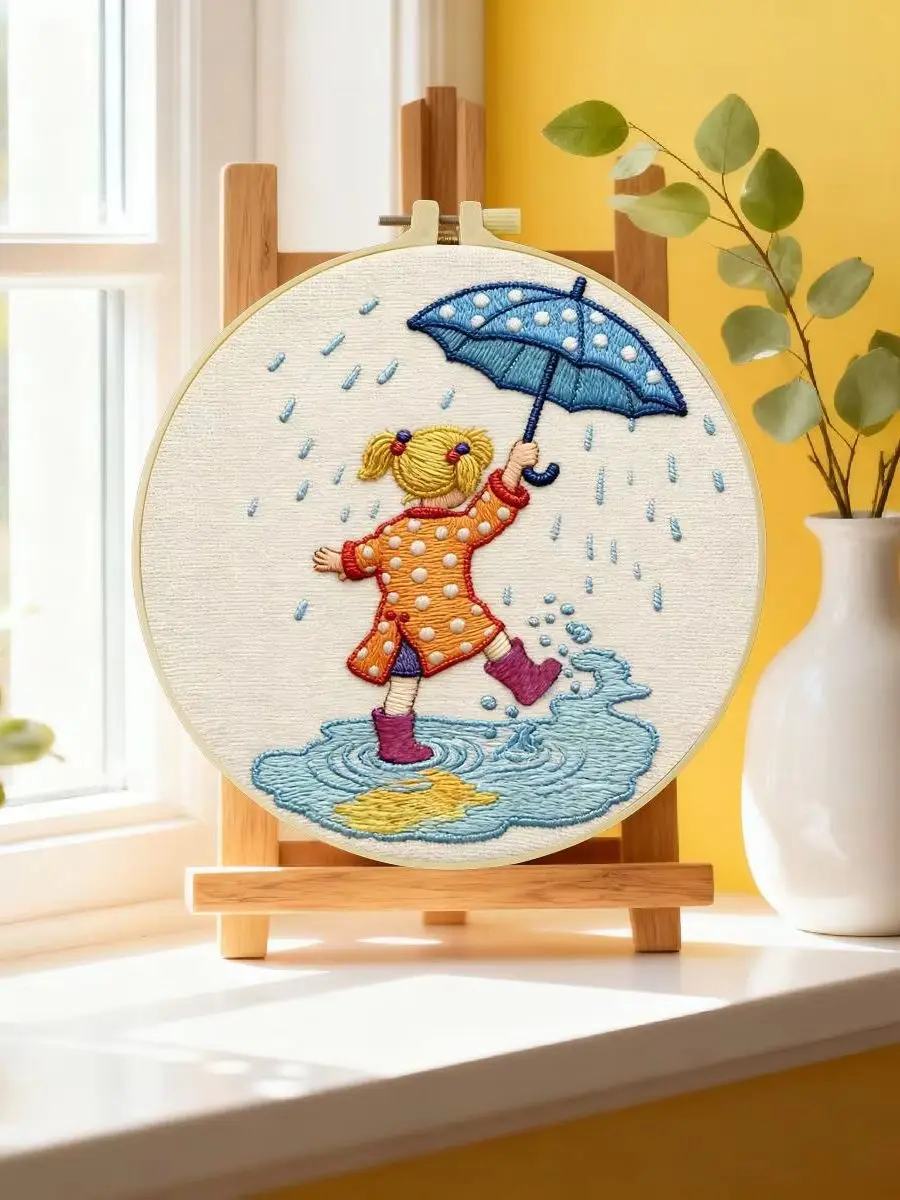 1 Stück 20X20CM/15X15CM 7,87/6,3 Zoll Mädchen-Stickerei-Starter-Kit DIY-Kit DIY-Stickerei-Set Handarbeiten Nähkunst Heimdekoration – Detail 6