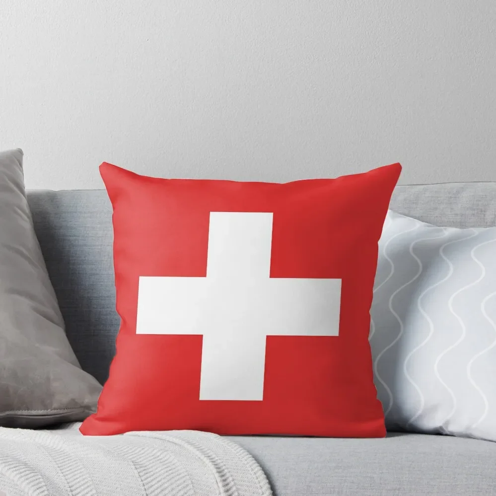 Swiss Flag Throw Pillow Cushion Cover For Sofa christmas pillowcases pillow