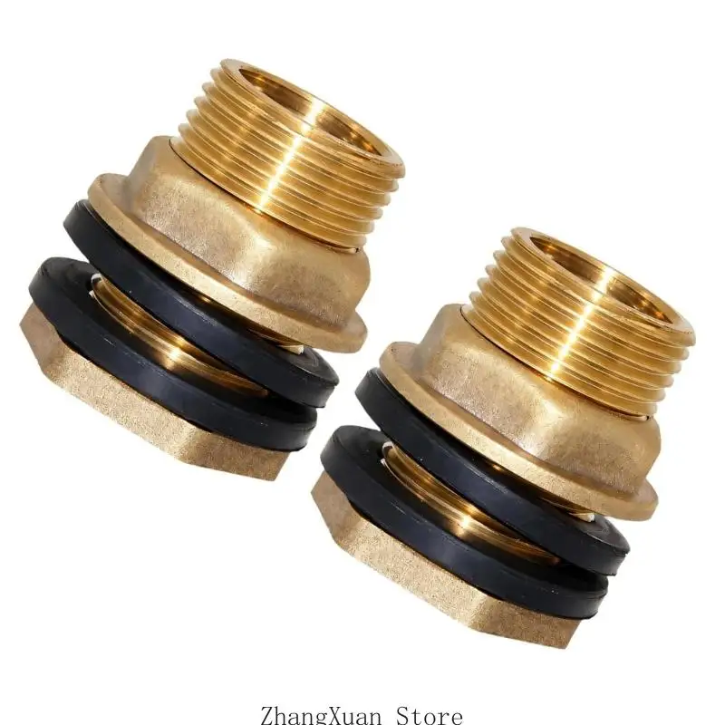 2pcs Inlet and Outlet Bulkhead Fitting with Recessed Rubber Gaskets 3XUF