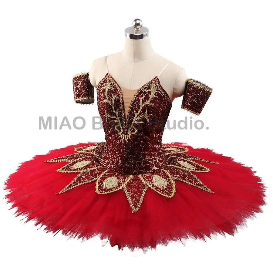 Wein rot gold Nussknacker tutu ballett Klassische Dornröschen Platter Tutu Burgund Professionelle Ballett Kostüm für frauen 0064