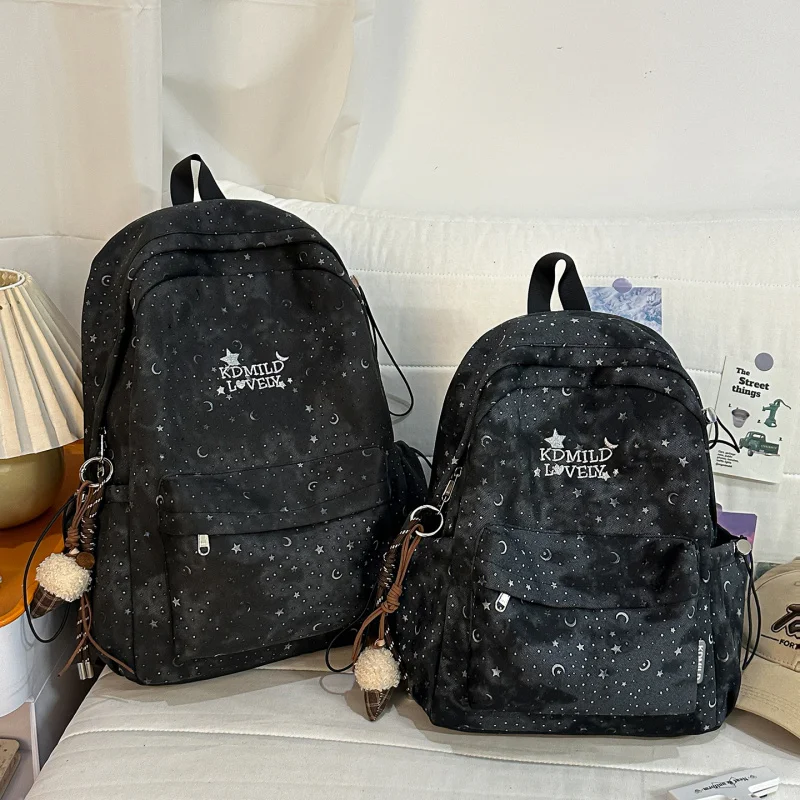 

American Niche Tie-Dye Backpack for Middle School Girls and College Students, Simple and Versatile Cute Star Double-Shoulder Bag