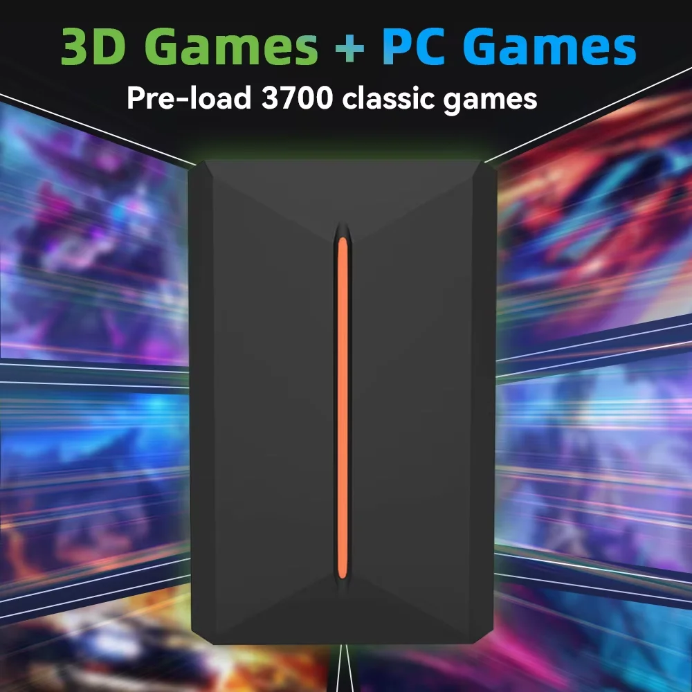 Launchbox 500G محرك الأقراص الصلبة الخارجي المدمج في 3700 ألعاب ثلاثية الأبعاد/الكمبيوتر الشخصي لأجهزة PS4/PS3/PS2/PS1/Switch/WII/WIIU/N64/DC لـ Win PC/الكمبيوتر المحمول