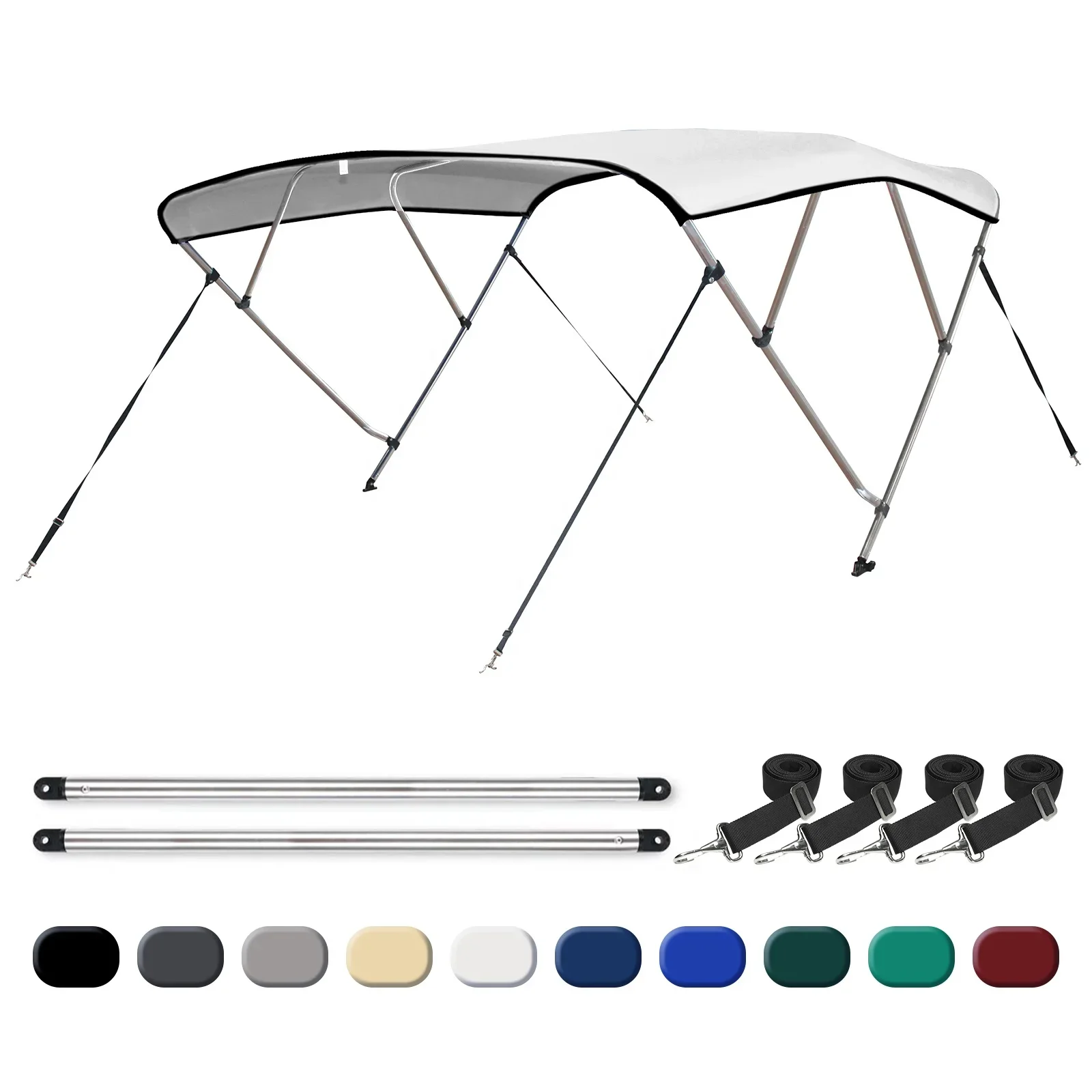 4 Bow 600D Polyester Aluminum Different Colors Boat Bimini Top Cover with Rear Support Poles