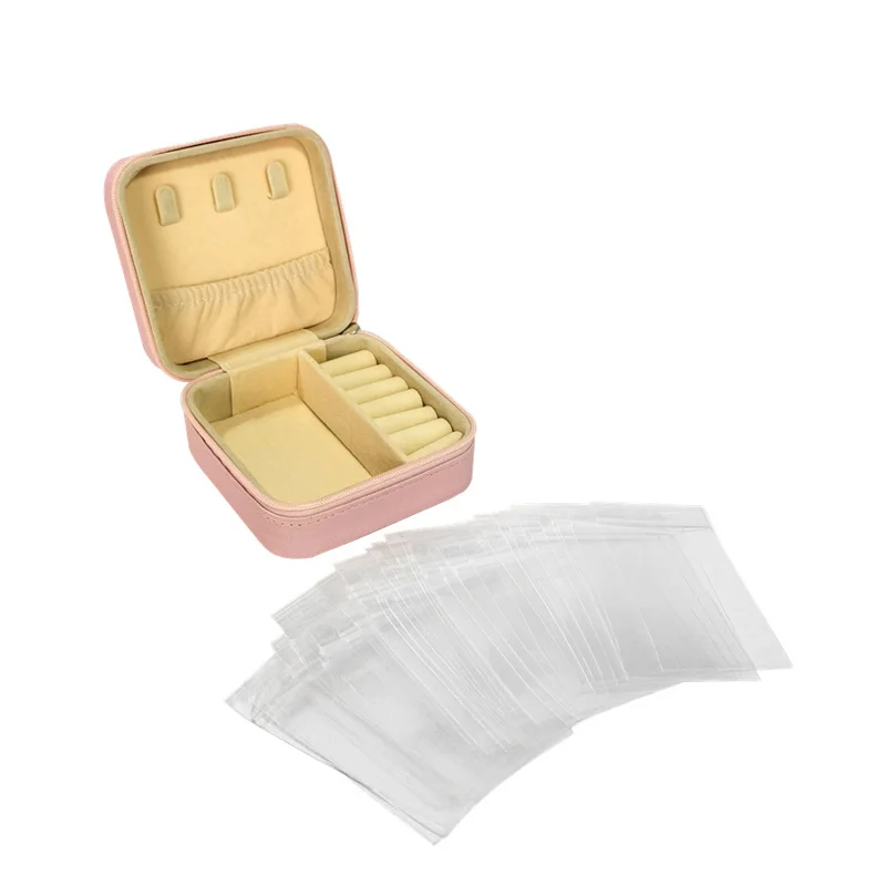 Caixa de jóias portátil, duplo simples brincos anel jóias caixão, pode segurar brinco anel, novo, 2024