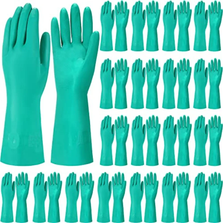

Pairs Chemical Resistant Gloves Heavy Duty Thick Nitrile Gloves Bulk for Cleaning Resist Household Acid Alkali and Oil