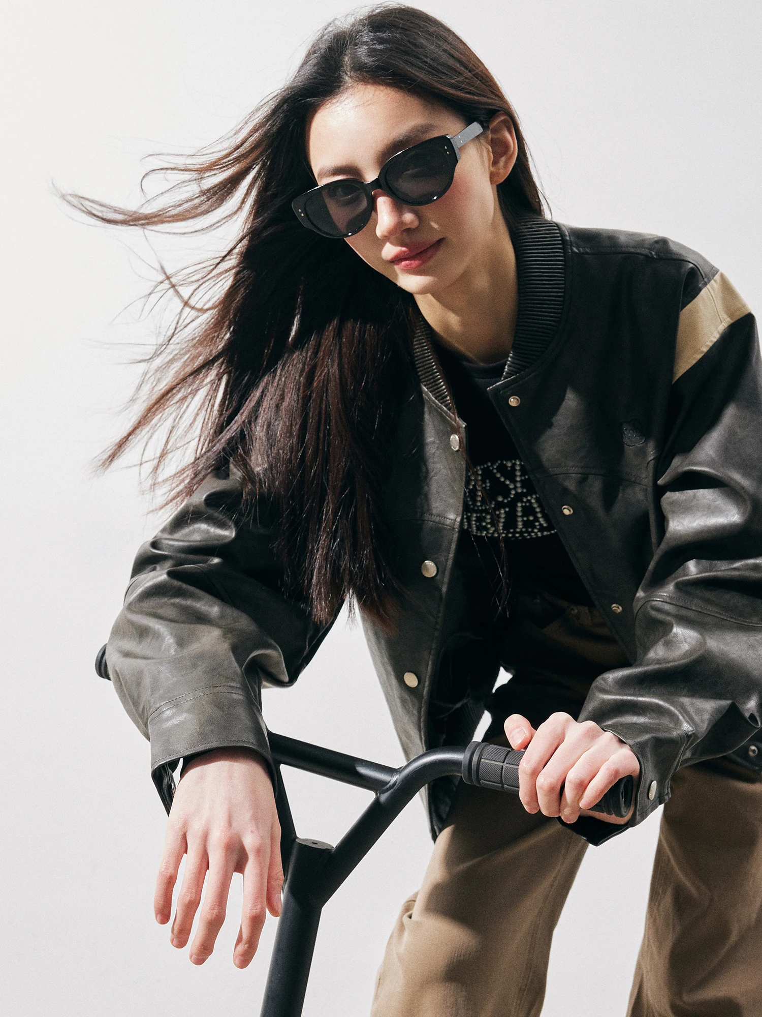 RPB Brand American Waed PU Leather Jaet Loose Fit Splice Color Blo Cappotto da baseball Cappotto da donna Faion