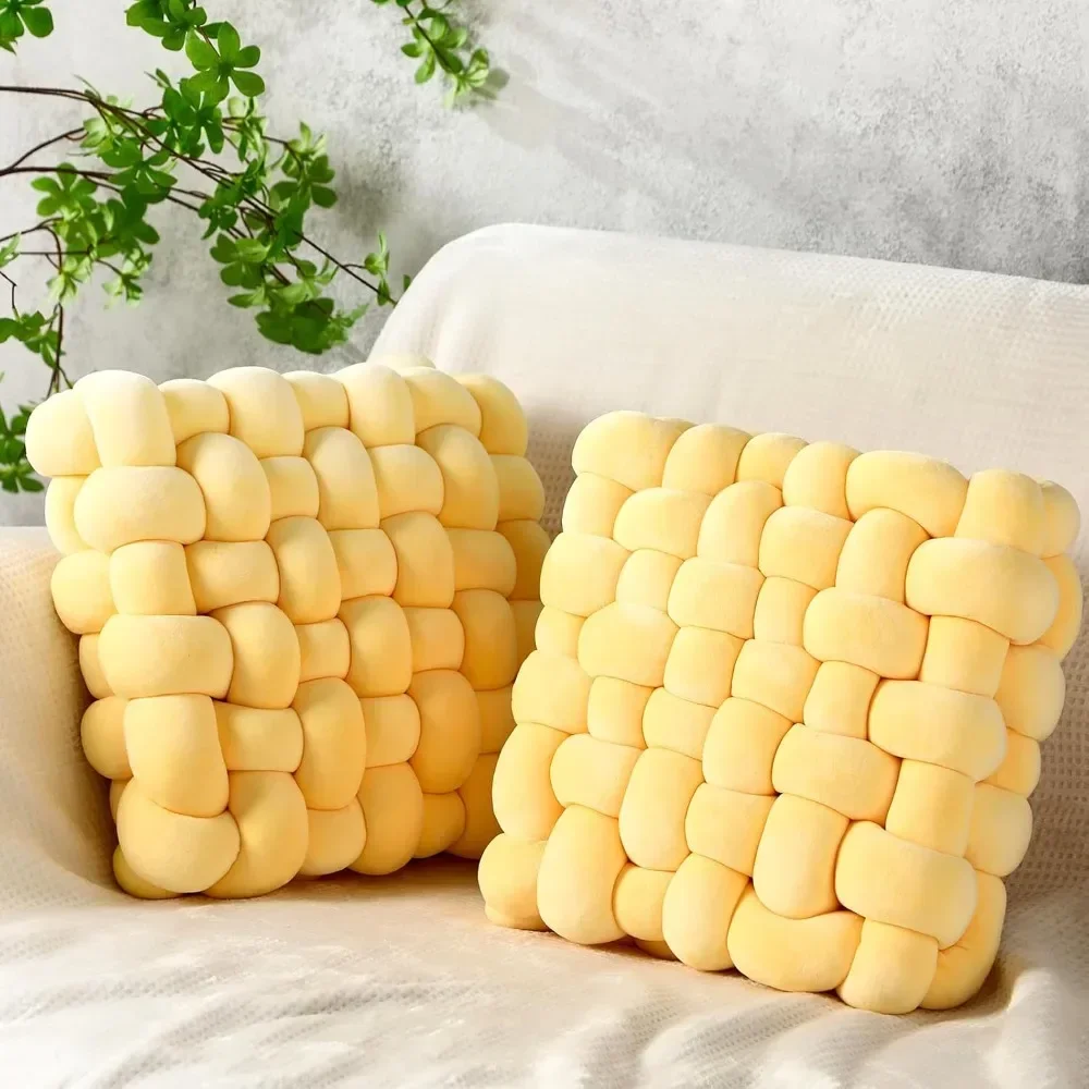 Knot Hand-made Cushion 2025 Square Nordic Aesthetic Stuffed Plush Pillow Washable Cover for Office Chair & Bedside