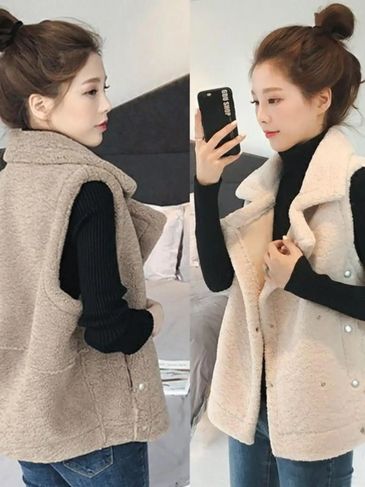 おしゃれなカジュアルプラッシュベスト-レディースジャケット-ルーズスーツカラー-多用途-スリムフィット-オープンカーディガン-簡単ハンカチーフ-2024冬