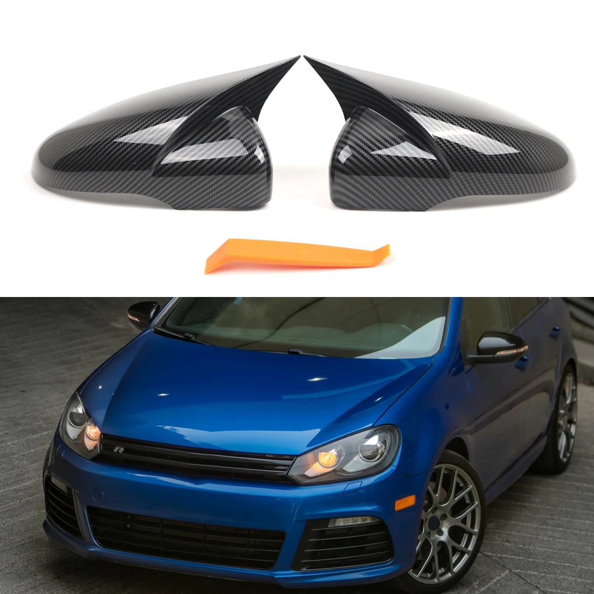 

For VW Golf MK6 Touran 2009 - 2013 Car Side Mirror Covers 2 PCS Exterior Mirror Cap Shells Glossy Black 5K0857537 5K0857538