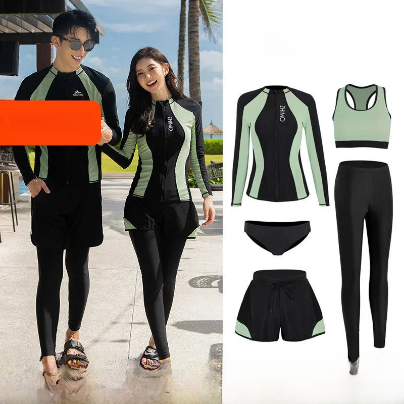 wetsuit-zipper-long-sleeve-long-pants-swimming-suit-sunscreen-quick-dry-couple-men-women-surfing-jellyfish-clothes-snorkeling