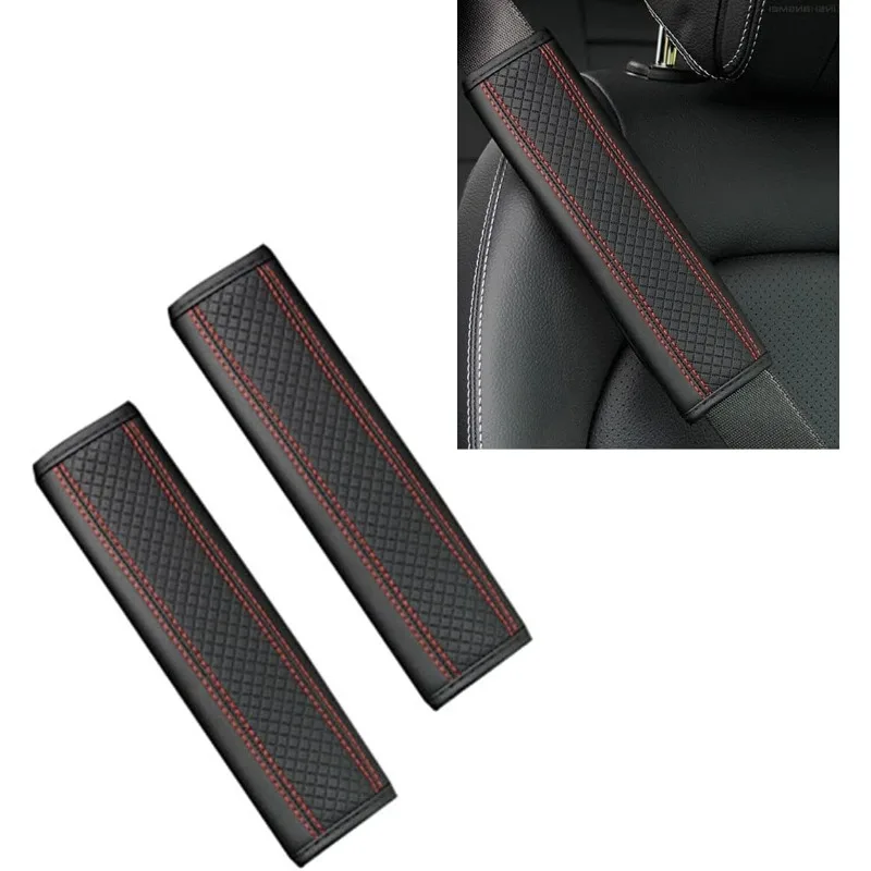 

2pcs Car Universal Seat Belt PU Leather Safety Belt Shoulder Cover Breathable Protection Seat Belt Shoulder Auto Interior