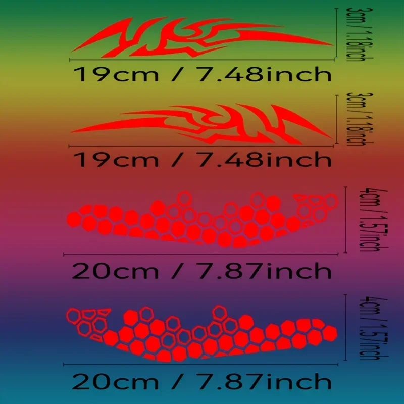1Set Geometric Red Helmet Vinyl Stickers, Waterproof UV Resistant Decal for Motorcycle Mirror Laptop Bottle Decor, Holiday Gift
