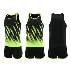 Nuovi uomini donne set da corsa gilet sportivo traspirante + pantaloncini kit di abbigliamento sportivo da palestra maratona abbigliamento da pista e da campo all'aperto