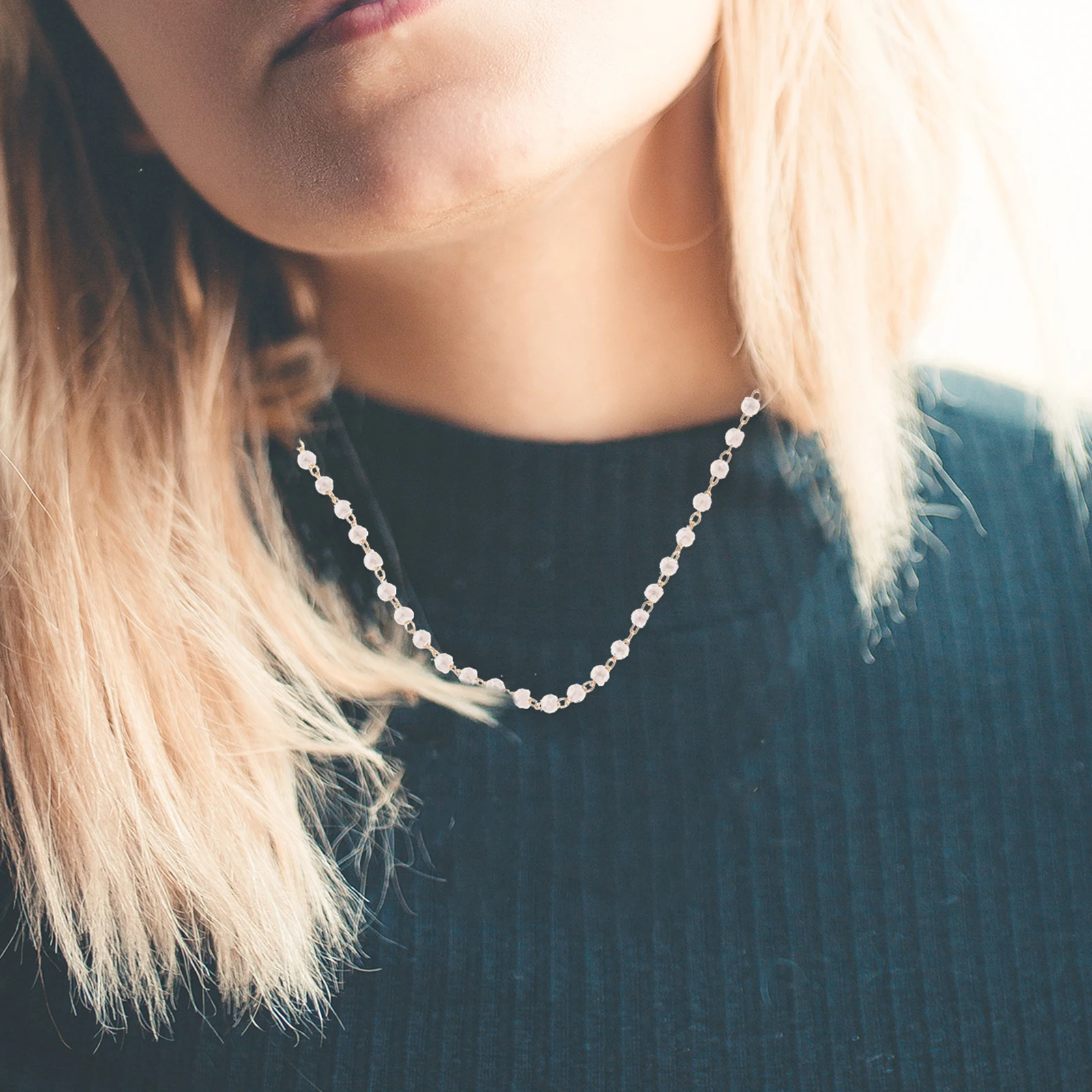 

Pearl Chain Copper 3mm DIY Jewelry Accessories Women Necklace Artificial Neckwear Vintage Fashion Lightweight Comfortable