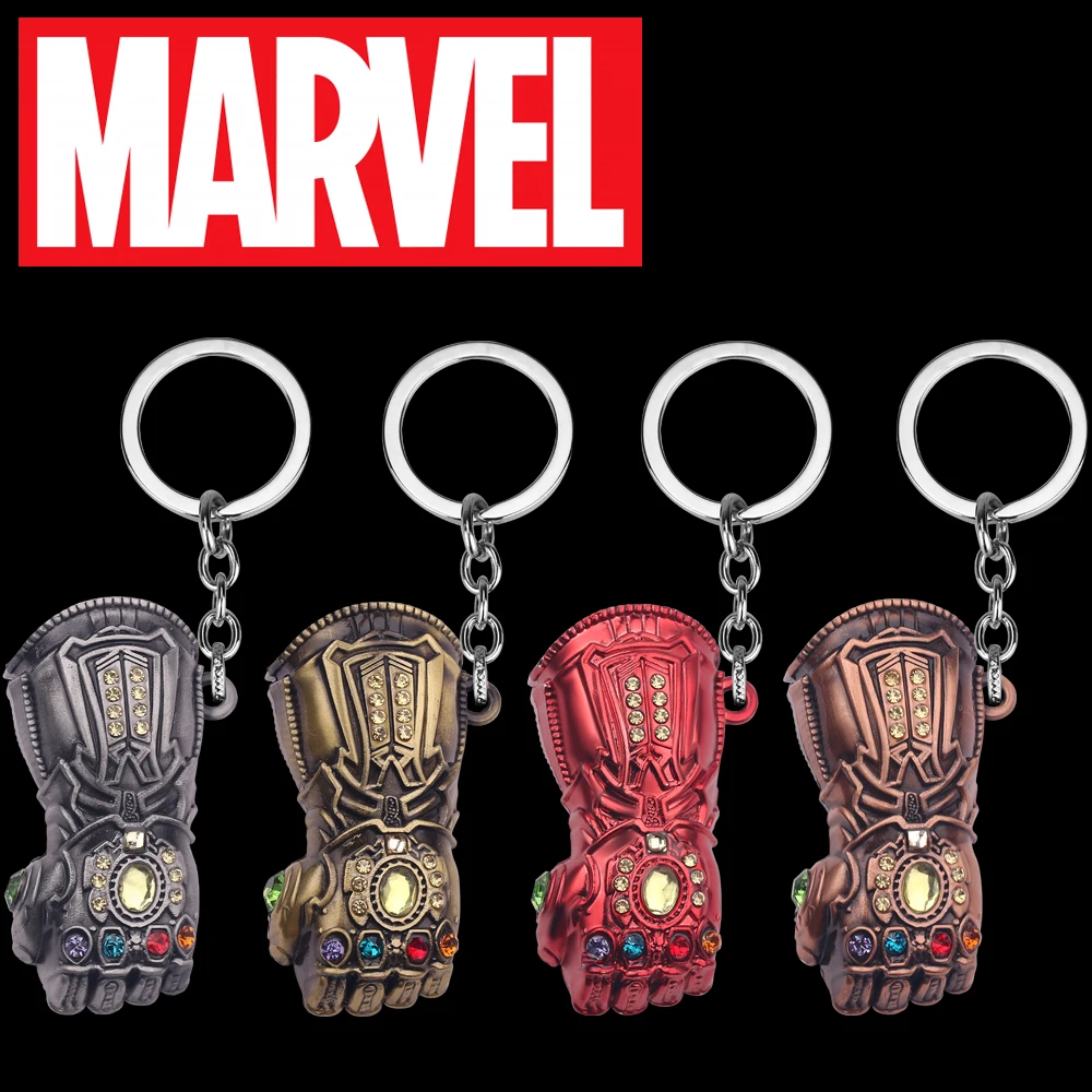 Marvel The Avengers Movie Figure Keychain Thanos Infinity Gauntlet Fist Metal Pendant Keyrings for Car Key Backpack Accessories