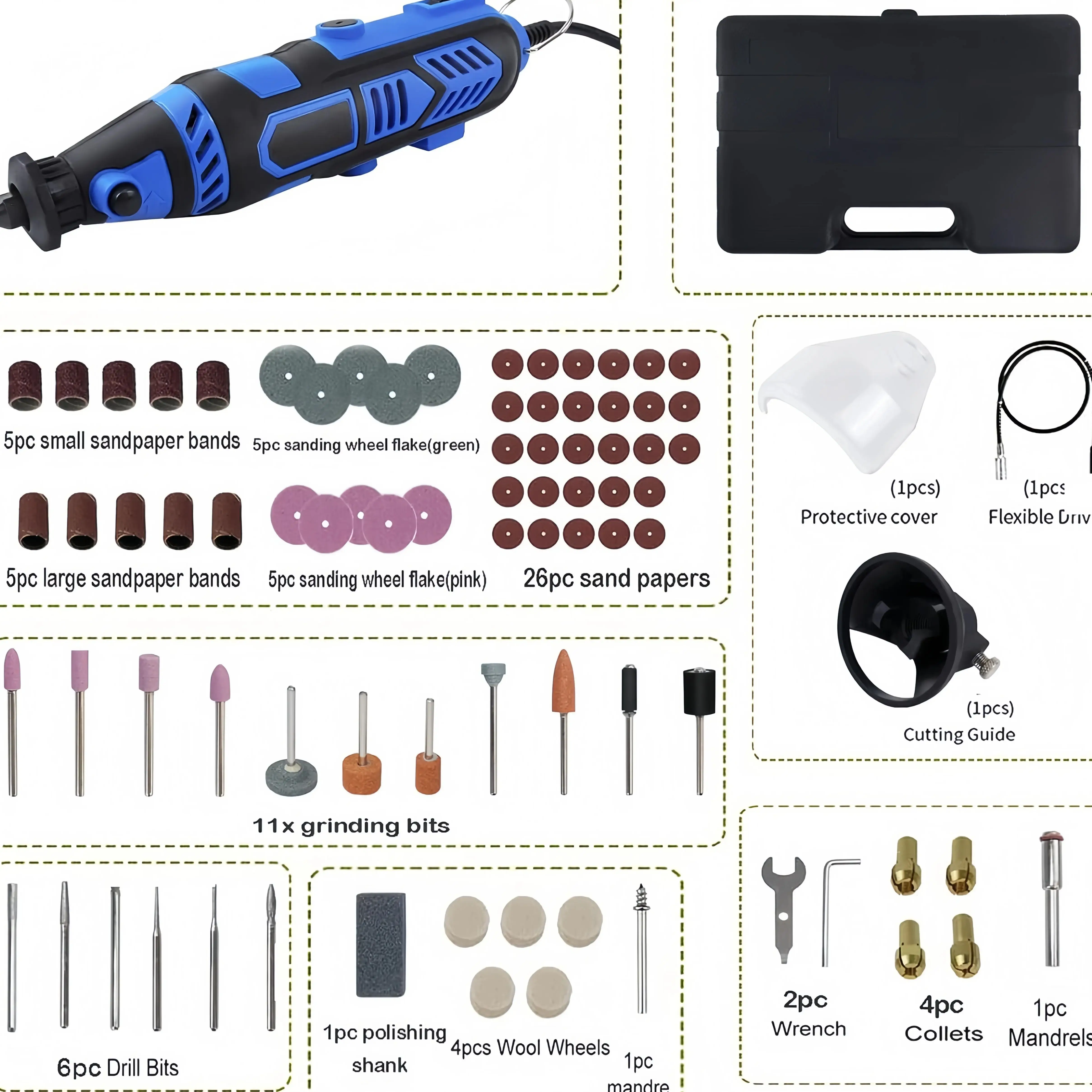 YouseaHome 300W Power Electric Rotary Tool With 80pc Accessories Mini Rotary Multi-Tool Kit,6Variable Speed Electric Grinder Set