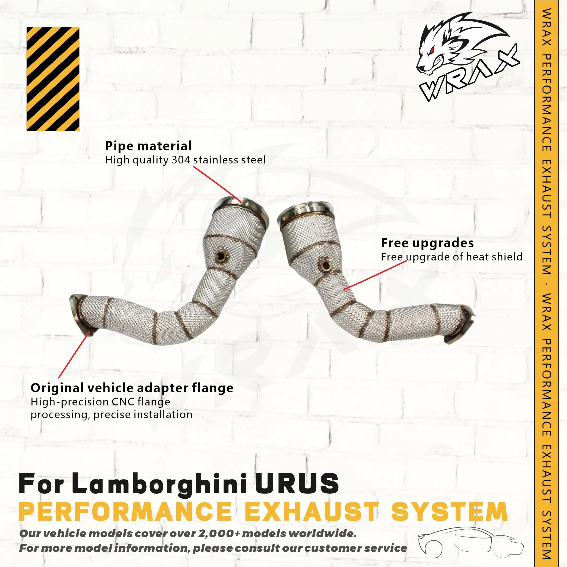 

Водосточная труба WRAX из нержавеющей стали с теплозащитным экраном для Lamborghini URUS 2012+ 4.0T