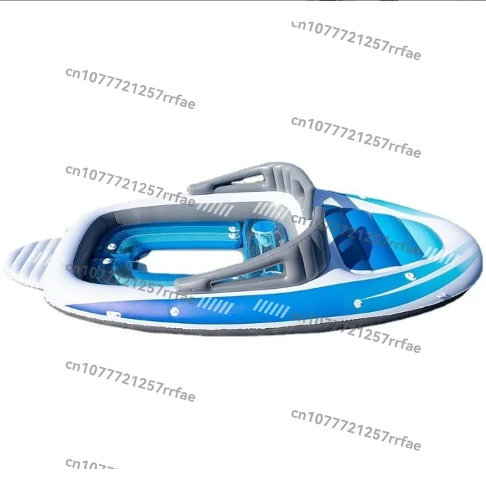 6-Person Inflatable Speedboat Floating Island, Inflatable Bay Breeze Party Floating Island River Raft