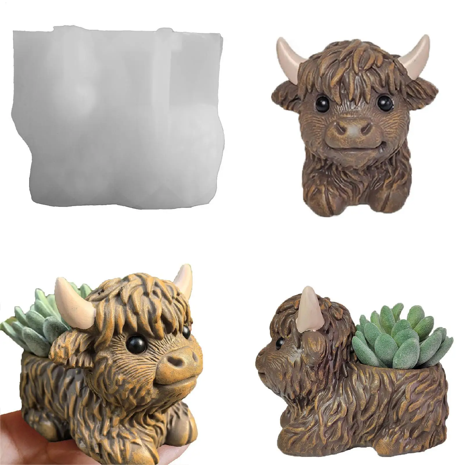 

Candle Wax Molds 3D Highland Cow Silicone Mold Farm Animal Casting Craft Decorative Ornament for Home Travel Daily Classroom