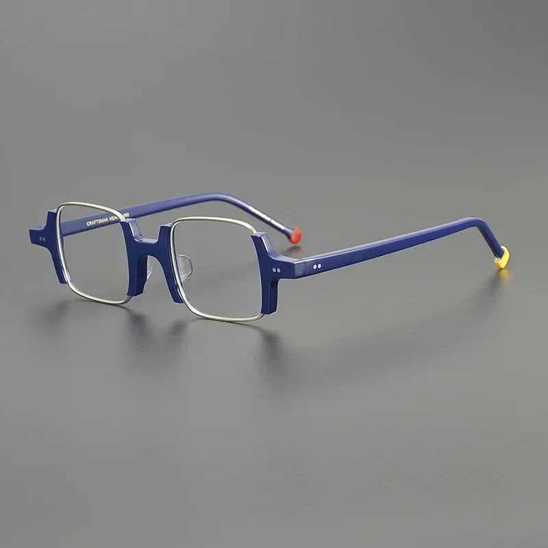 

Yellow blue square acetate personalized glasses frame men's classical handmade glasses, women's designer retro fashionable