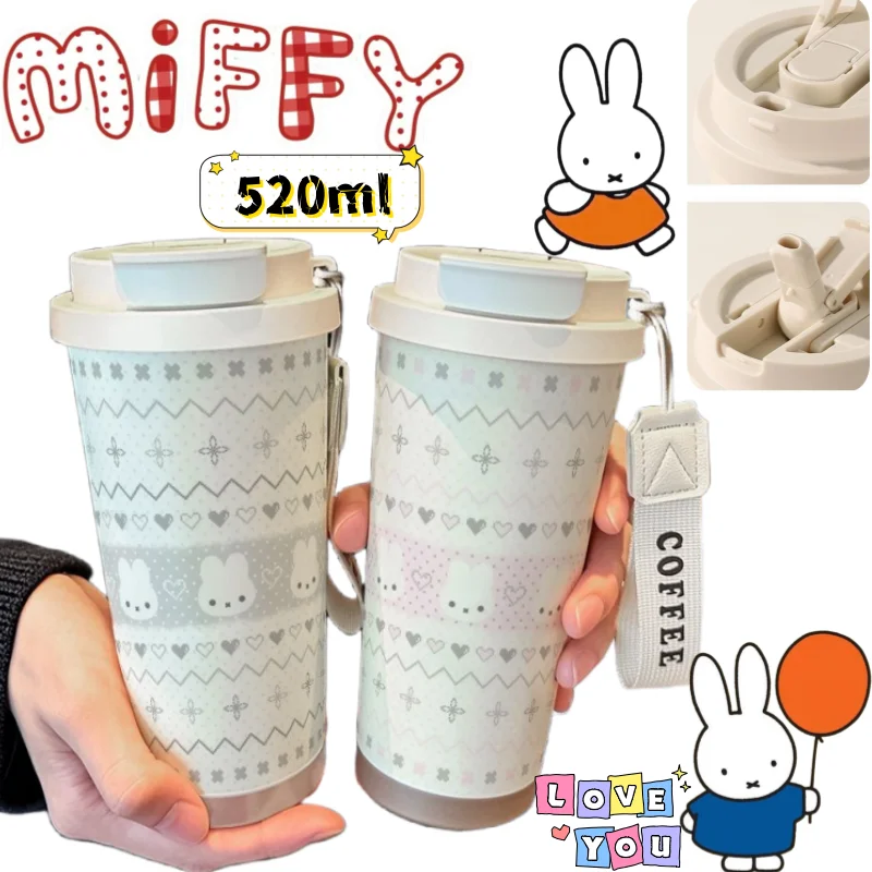 

Новая термокружка Miffy с креативным аниме-принтом, большой вместимости, портативная, для улицы, с двумя отсеками для напитков.
