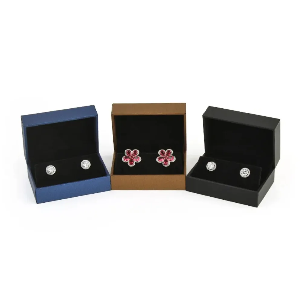 New Portable Earrings Packaging Box Square Solid Color Gift Boxes Faux Leather Organizer Box Earring