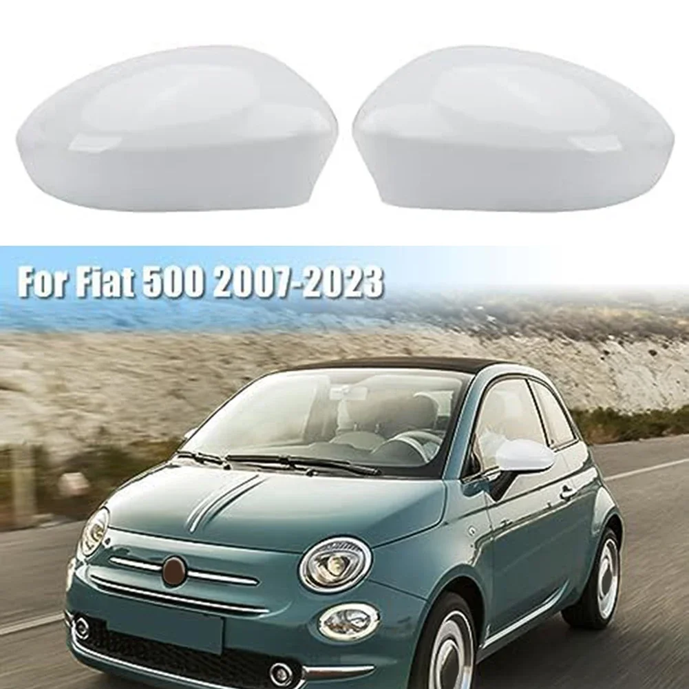 For Fiat 500 2007-2023 Car Door Wing Side Rearview Mirror Cap Cover Casing White Left/Right Rearview Mirror Housing