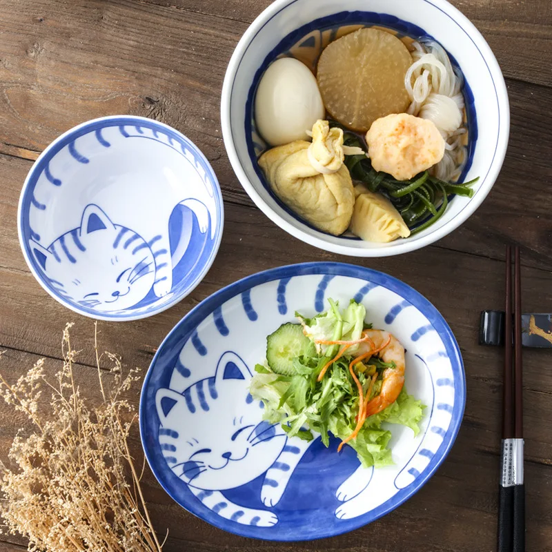 Plato de cerámica con diseño de gato japonés, plato pequeño para salsa de soja, cocina casera, plato de mostaza y sushi