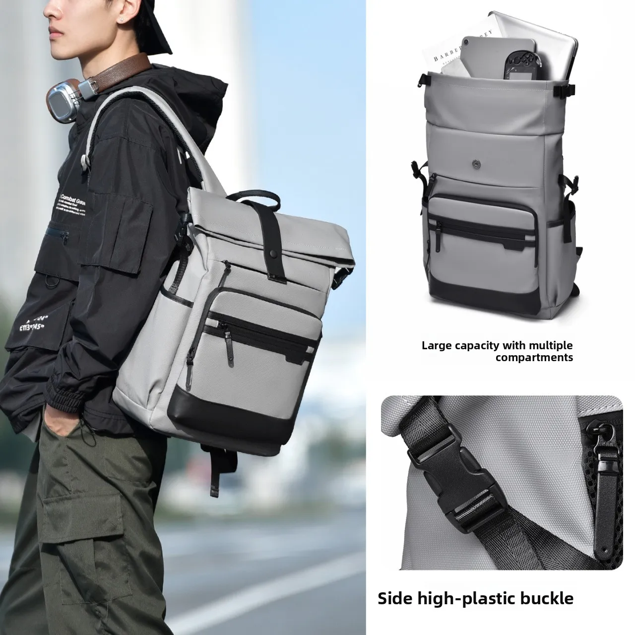 european-and-american-fashion-backpack-new-large-capacity-travel-backpack-roll-mouth-can-expand-leisure-computer-backpack