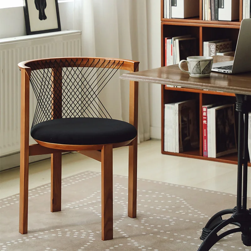

Danish string chair Nordic harp chair home dining chair backrest soft bag designer solid wood home quiet wind