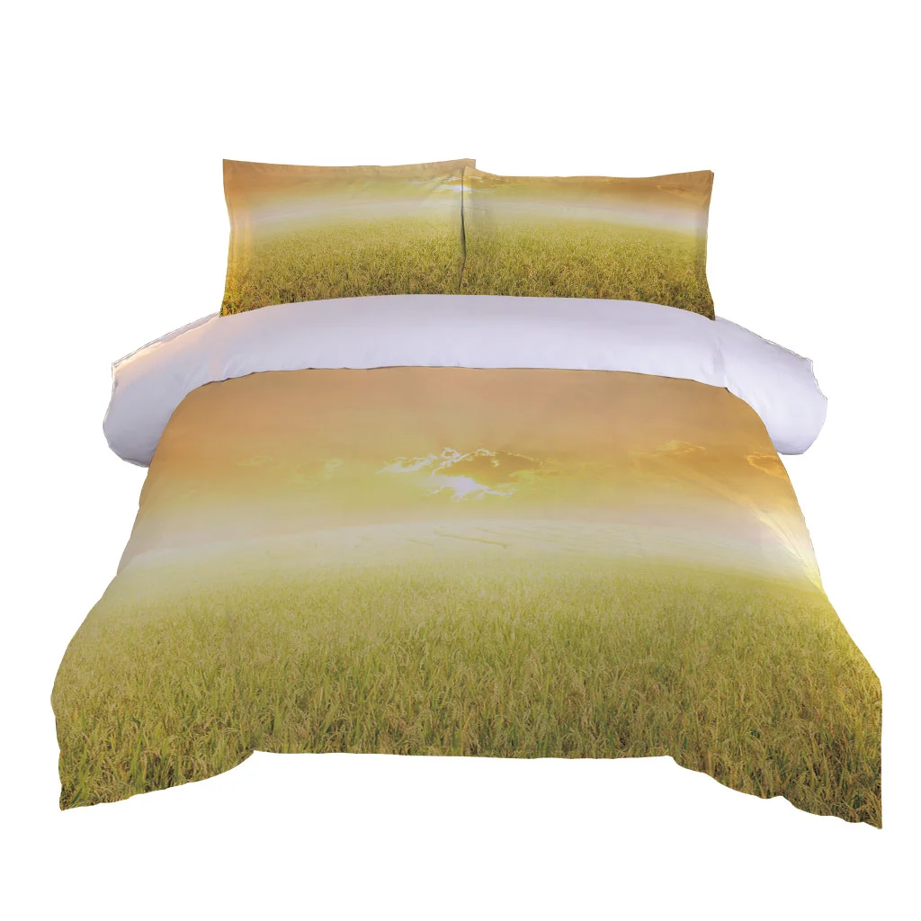 HUANZHUANG Bedding Duvet Cover Soft Comfortable Bedding Yellow Wheat Field Landscape Suitable For Home 3D Printed Decoration