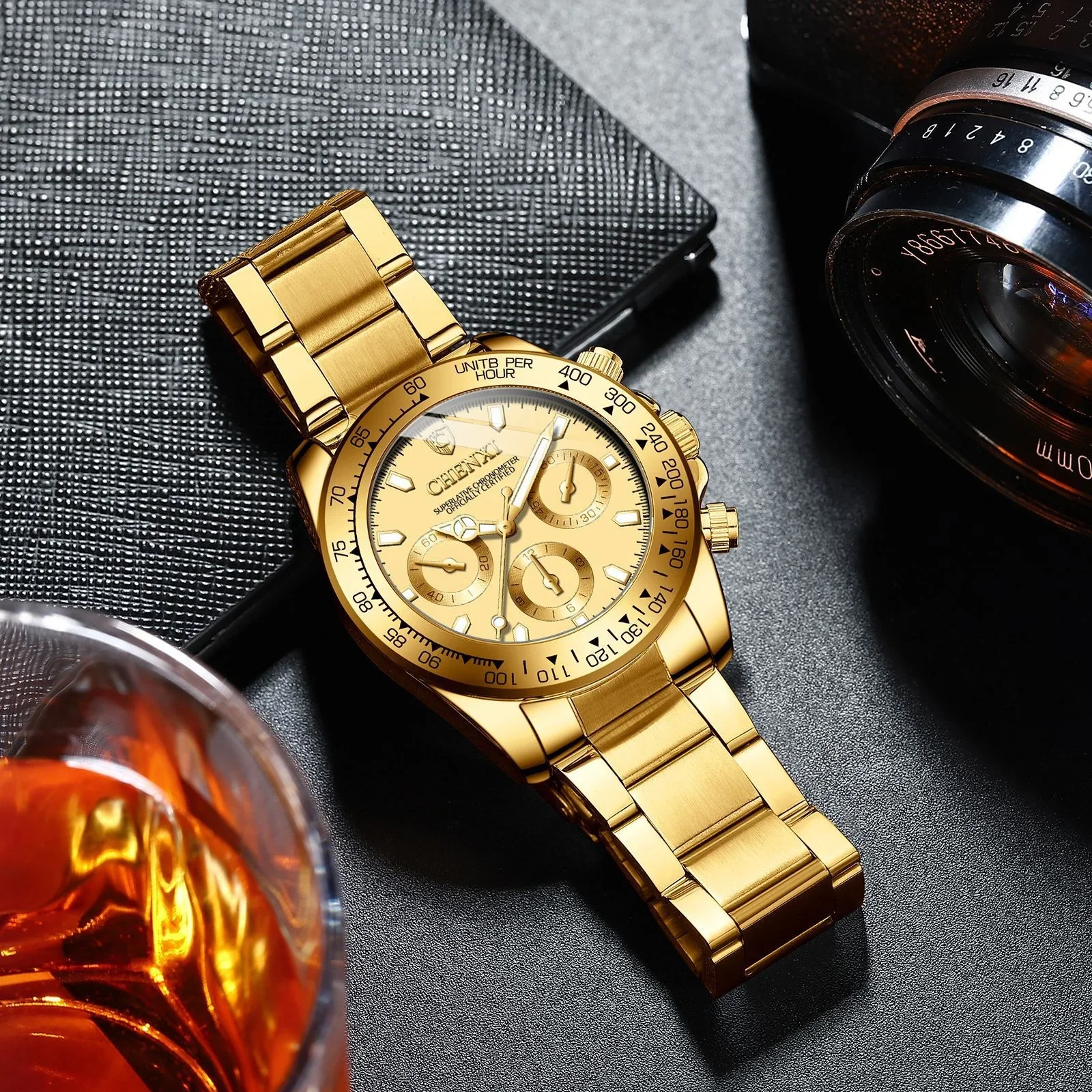 CHENXI 086A Fashion Men's Quartz Watch Casual Alloy Night Light Waterproof Steel Strip Luxury Fashion Business Watches for Man