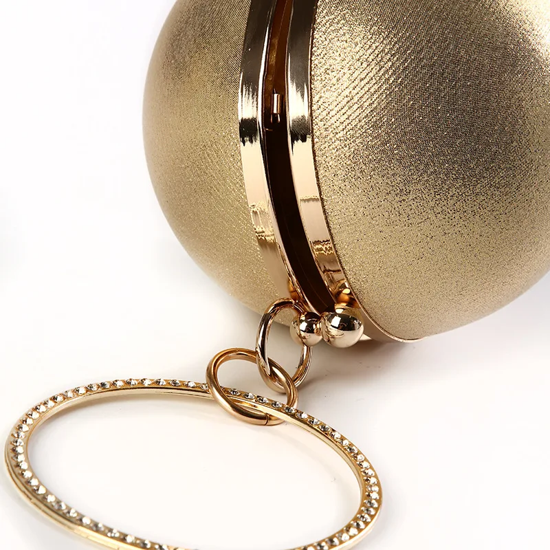 Famous Brand Design Fashion Pearl Ball Shape Evening Bags Cute Gold Silver Party Round Globe Handbags Shoulder Bag Women Purse