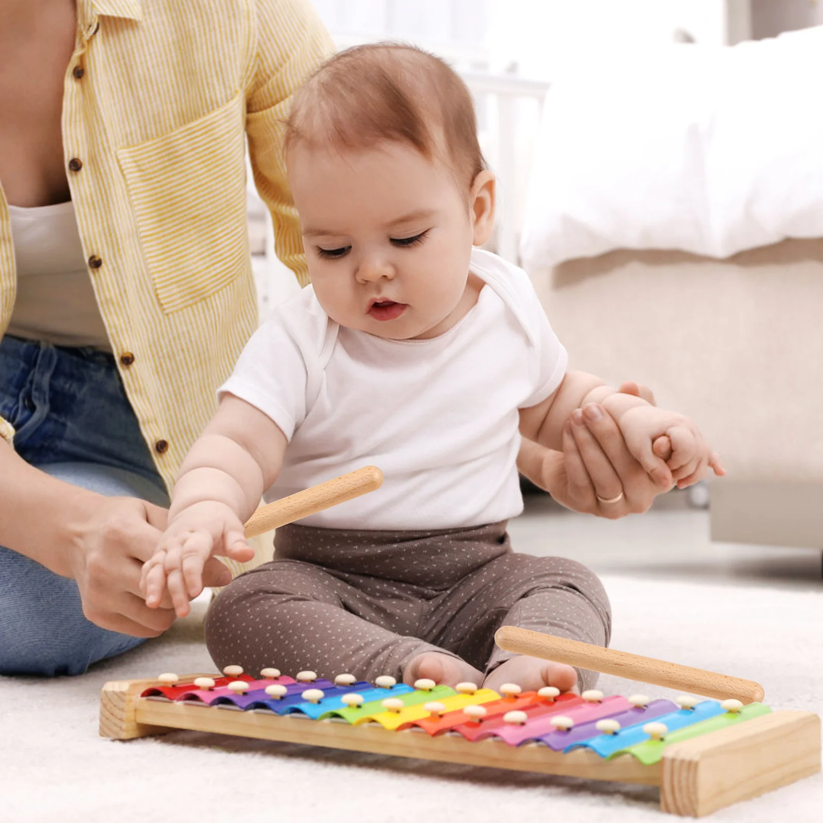 

20 шт. деревянных ритмических палочек, портативные ритмические палочки из высококачественного материала для детей, музыкальные инструменты для раннего развития