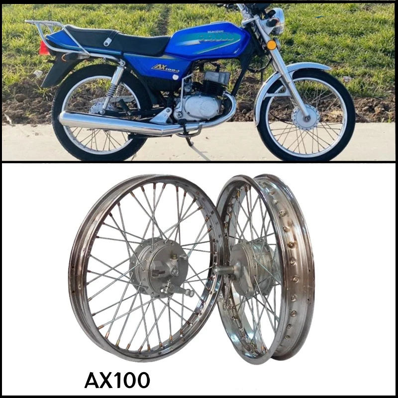 

Motorcycle Wheel Rim Assy for Suzuki Haojue Jingcheng Qianjiang Lifan AX100 JC100 HJ100 Front 1.40-18 Rear 1.60-18 Drum Brake