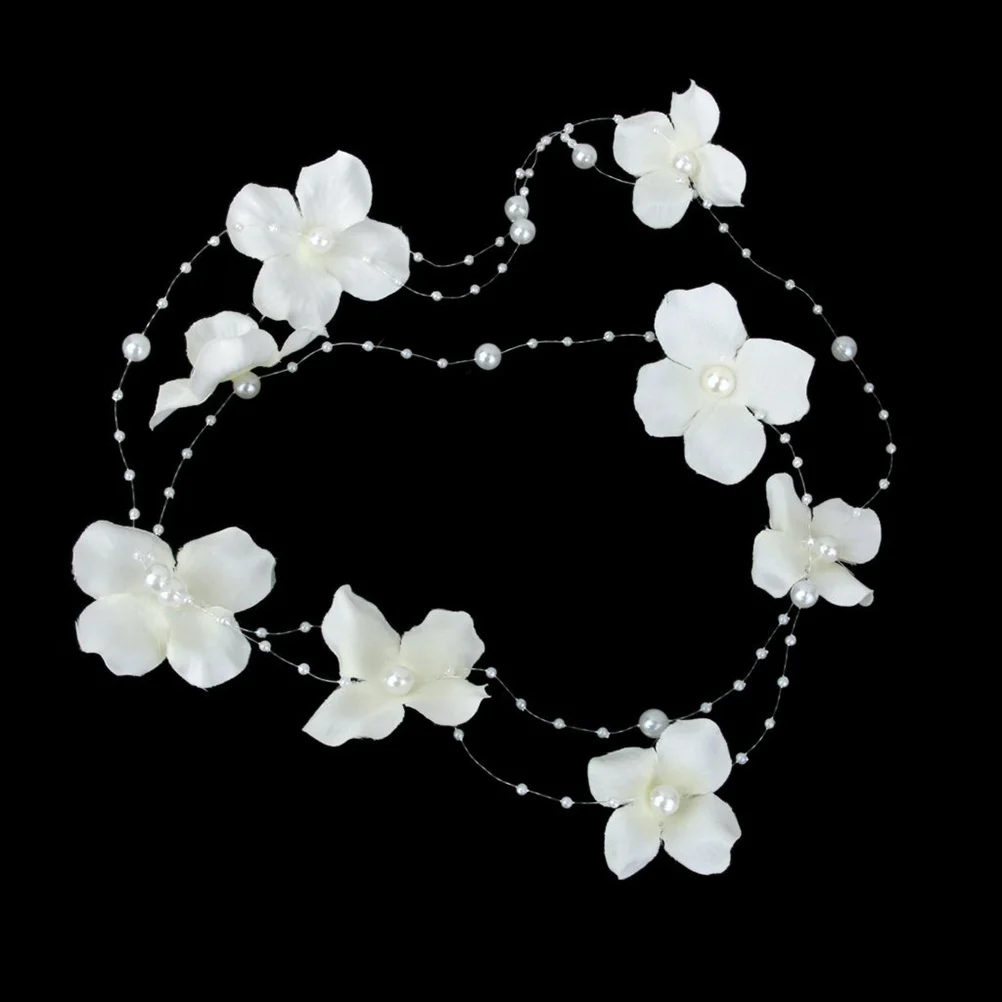 

Pearl Fabric Flower Clip Elegant Head Flower Hair String Bridal Hair Accessory For Party Wedding Ceremony Daily Wear