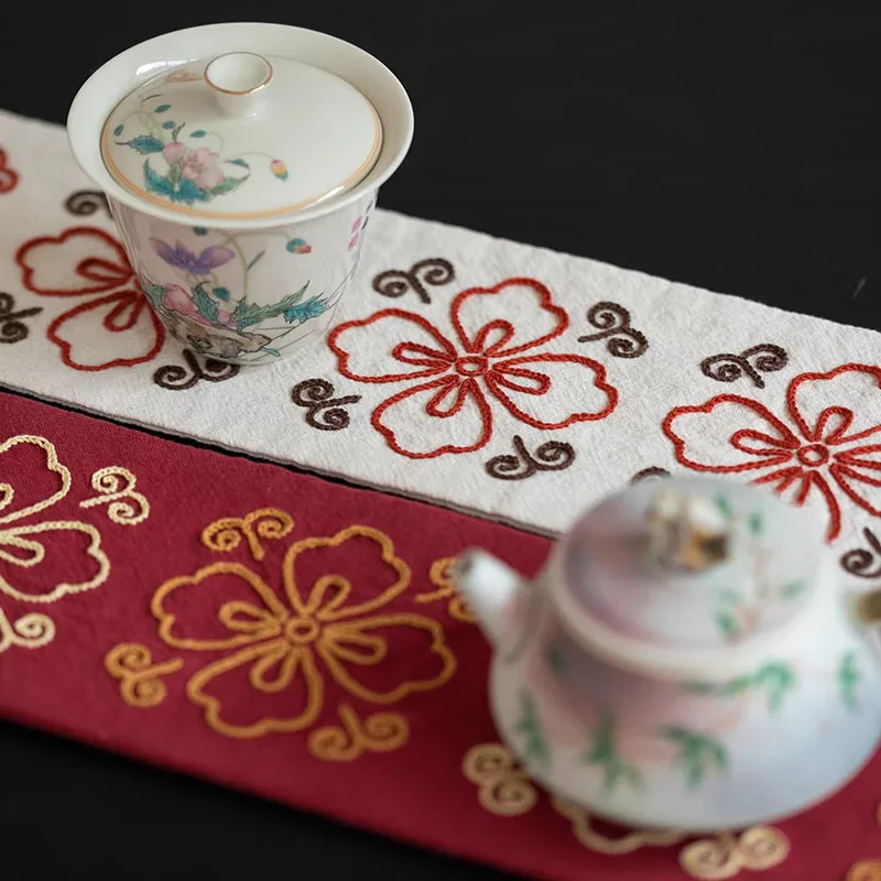 

Новогодний набор для вышивания подставок под чайные чашки, набор подставок в китайском стиле с красными тканевыми нитками, набор для ручного шитья для начинающих