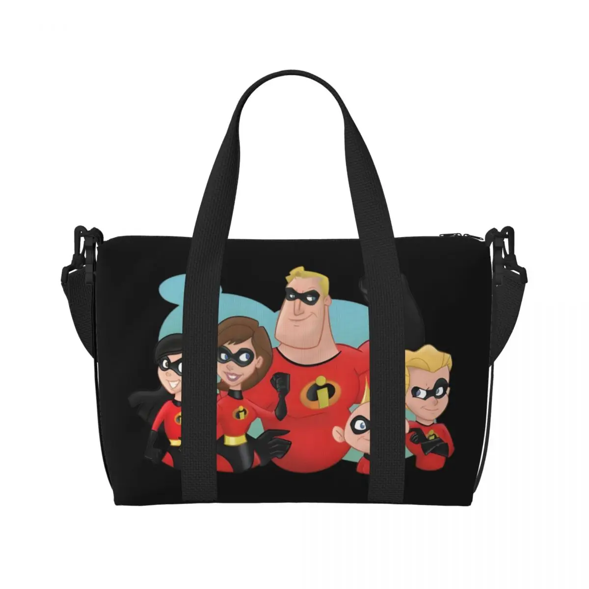 

Custom The Incredibles Grocery Shopping Tote Bag Women Large Capacity Superhero Film Gym Beach Travel Bags