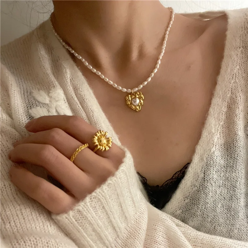 رومانسية التجاعيد الحب القلب لؤلؤ المياه العذبة الطبيعية 14K الذهب معبأ الإناث قلادة قلادة مجوهرات لا تتلاشى هدايا الزفاف #4