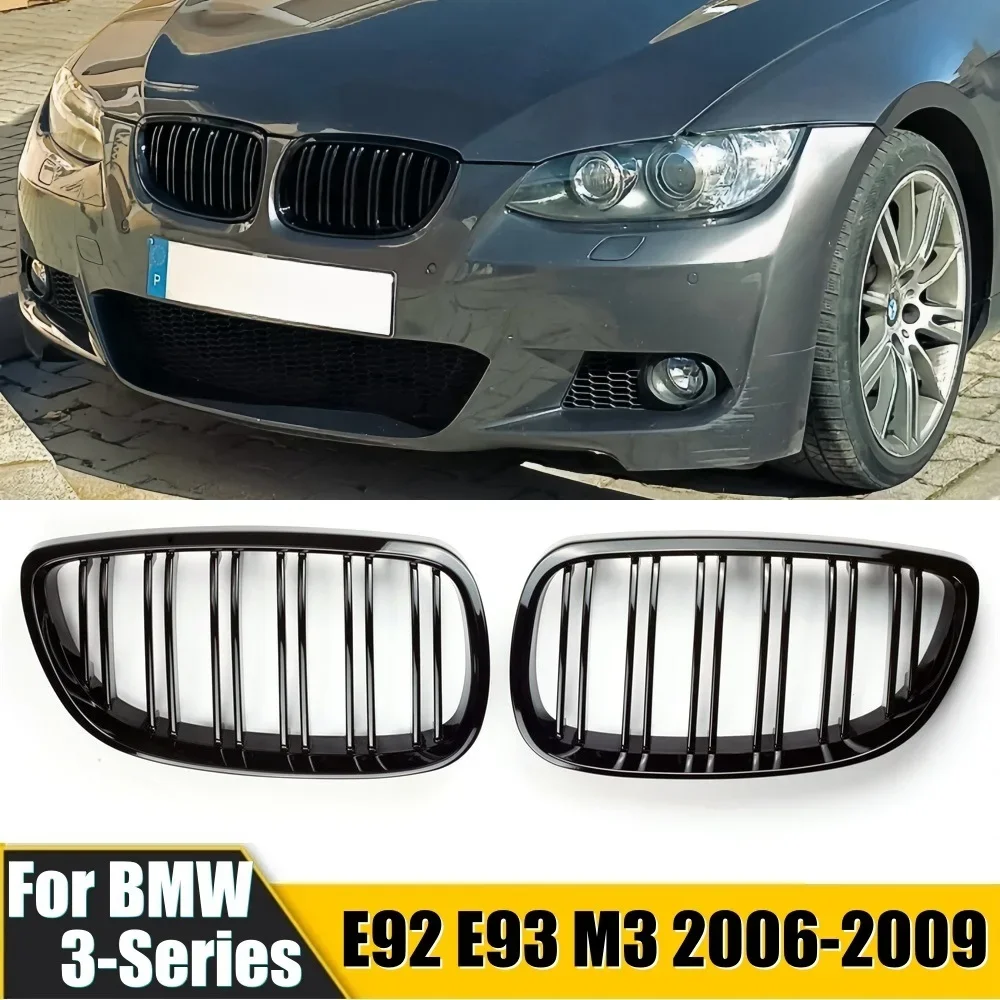 

ABS Gloss Black Dual Line Slat Grill Front Replacement Kidney Grill for 3 Series E92 E93 2006-2009 Left and Right Car Style