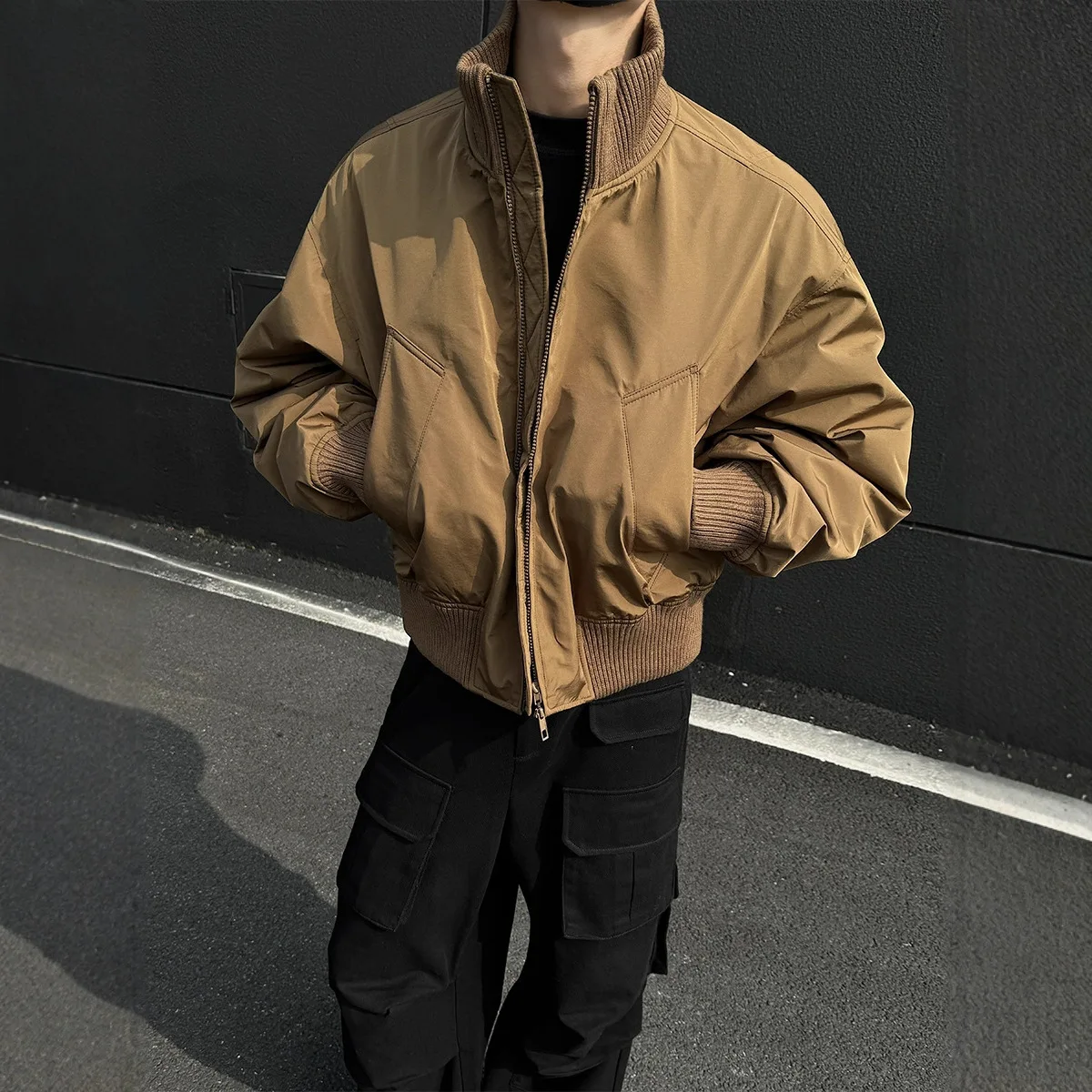 

Американская летная куртка, мужская весна-осень 202, красивая и универсальная мужская короткая куртка с воротником-стойкой, бейсбольная форма
