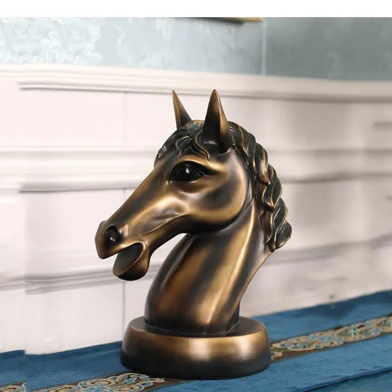 

Creativity Animal Head Statue Horse Head Female Simulation Animal Handicraft Furnishings Modern Home Decoration Accessories