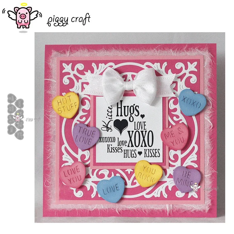 

Piggy Craft metal cutting dies cut die mold Heart shaped letters Scrapbook paper craft knife mould blade punch stencils dies