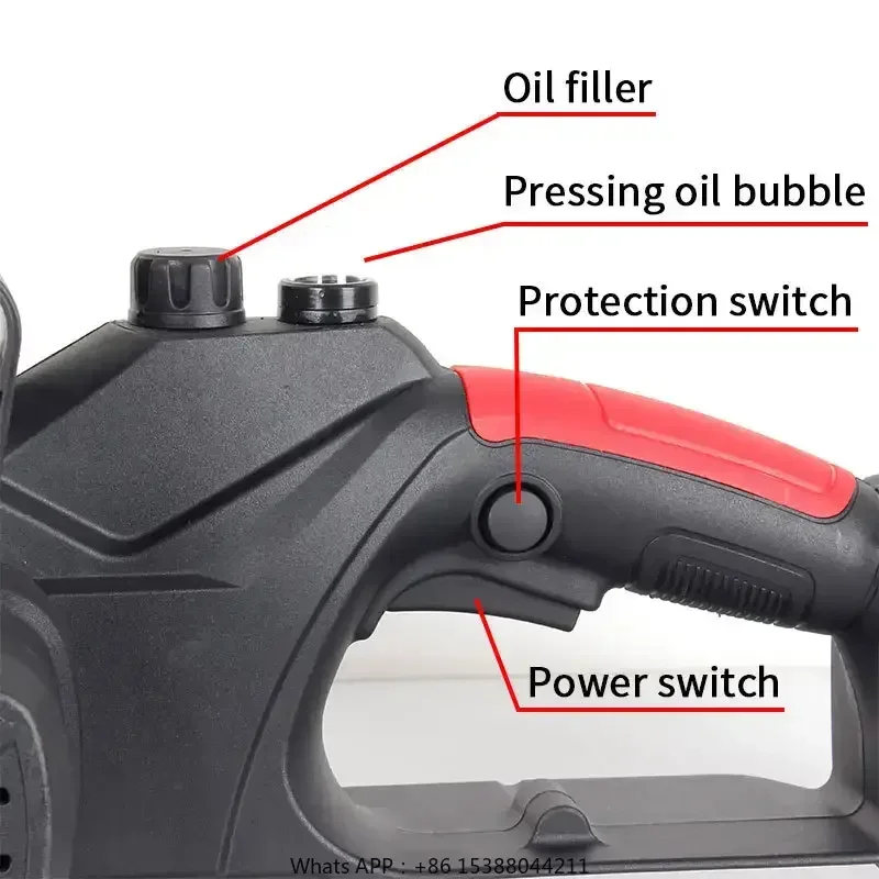 Scie à chaîne électrique sans fil portable, haute puissance, 21V, 2 batteries au lithium, 12 pouces, une main, coupe du bois