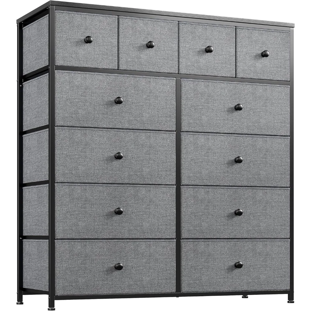 

Dresser for Bedroom with 12 Drawers, Large Tall Dressers for Bedroom with Wooden Top and Metal Frame, Fabric Bedroom Dresser