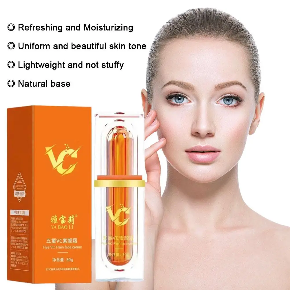 Crema per il viso alla vitamina C Sbiancante VC Cinque Toni Up Idratante Idratante Anti Pigro Trucco Cura dell'invecchiamento Cosmetici naturali Pelle X5O3